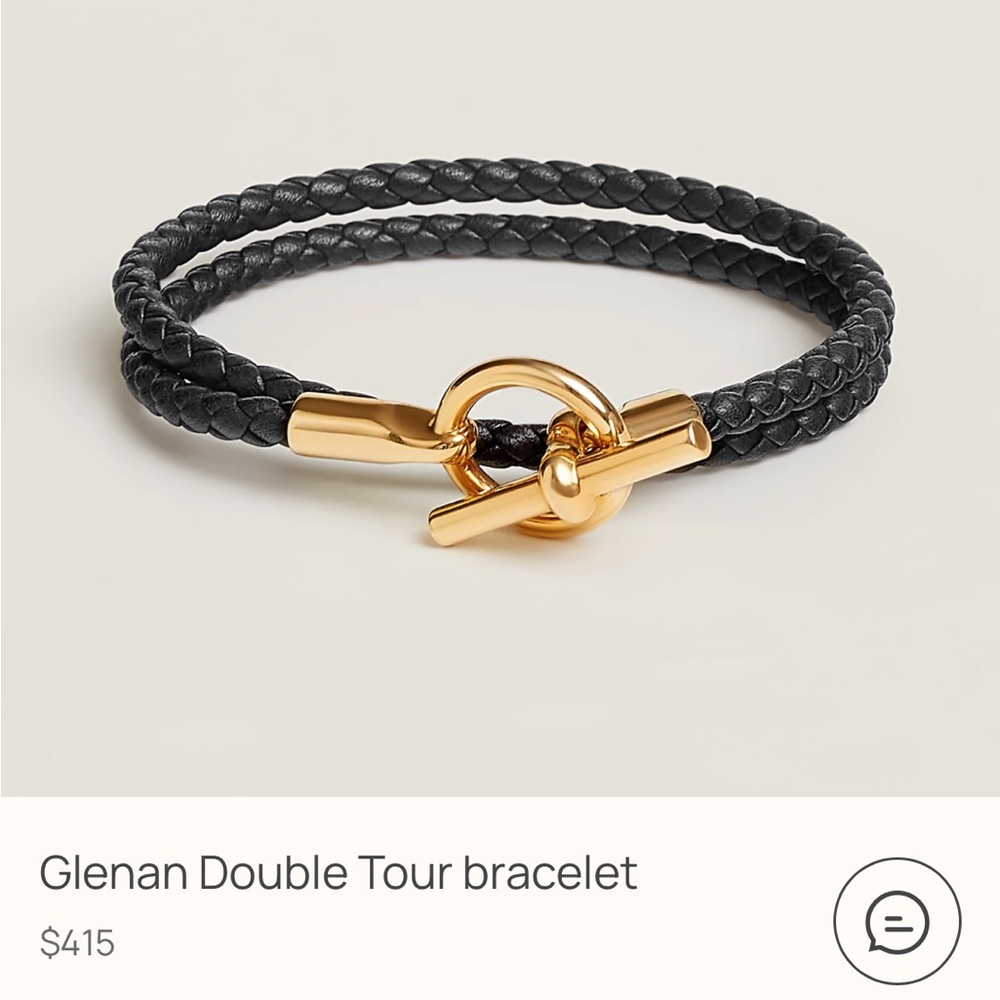 Hermes Glenan Double Tour Black and Gold Bracelet